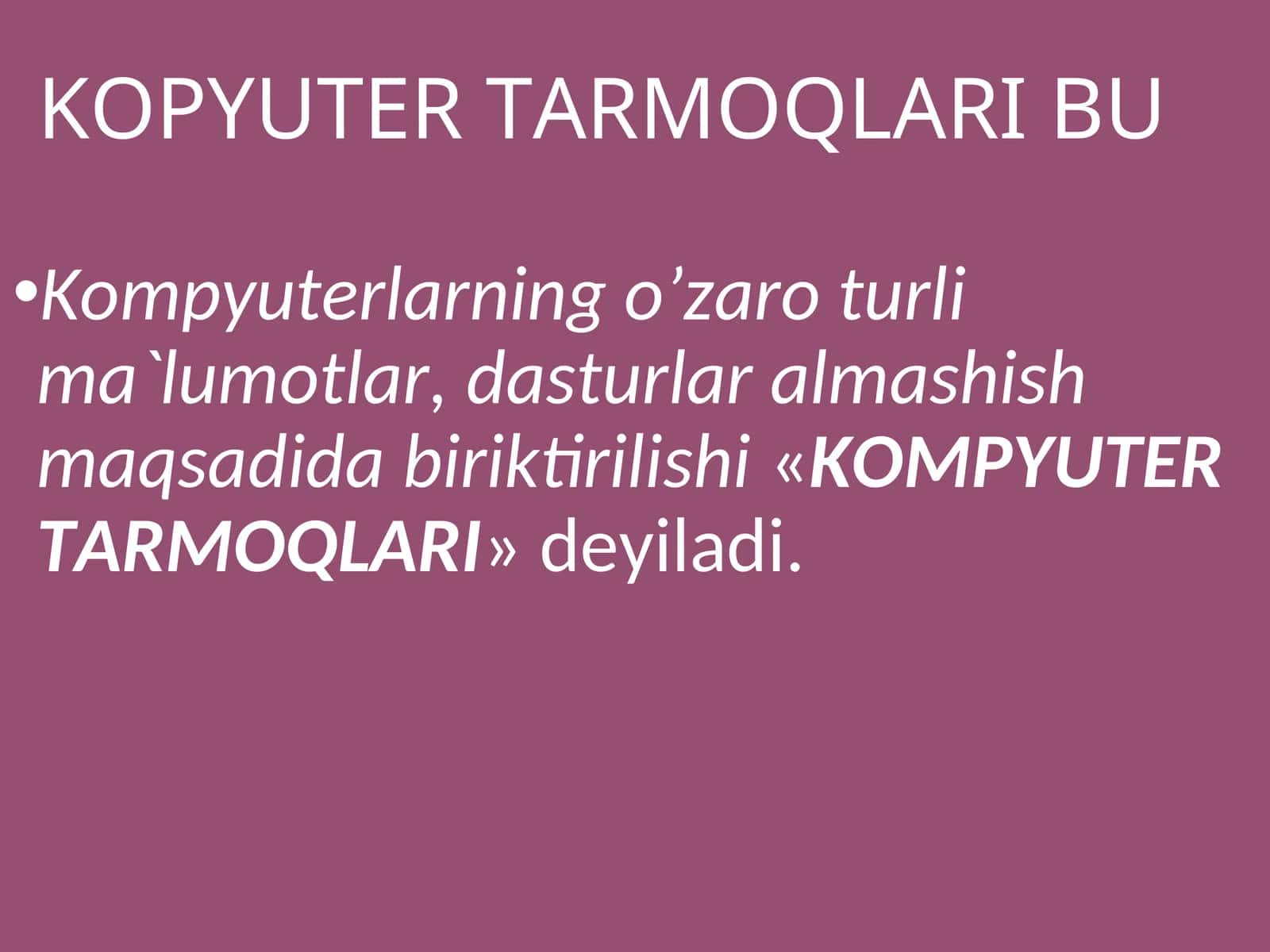 KOPYUTER TARMOQLARI BU