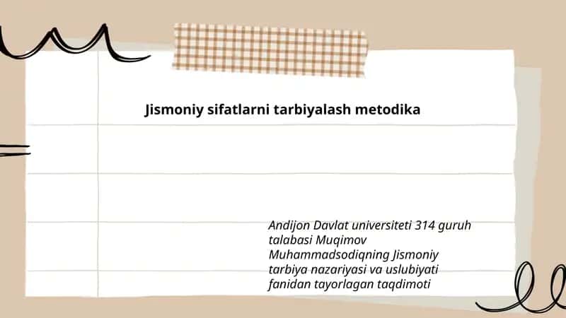 Jismoniy sifatlarni tarbiyalash metodika