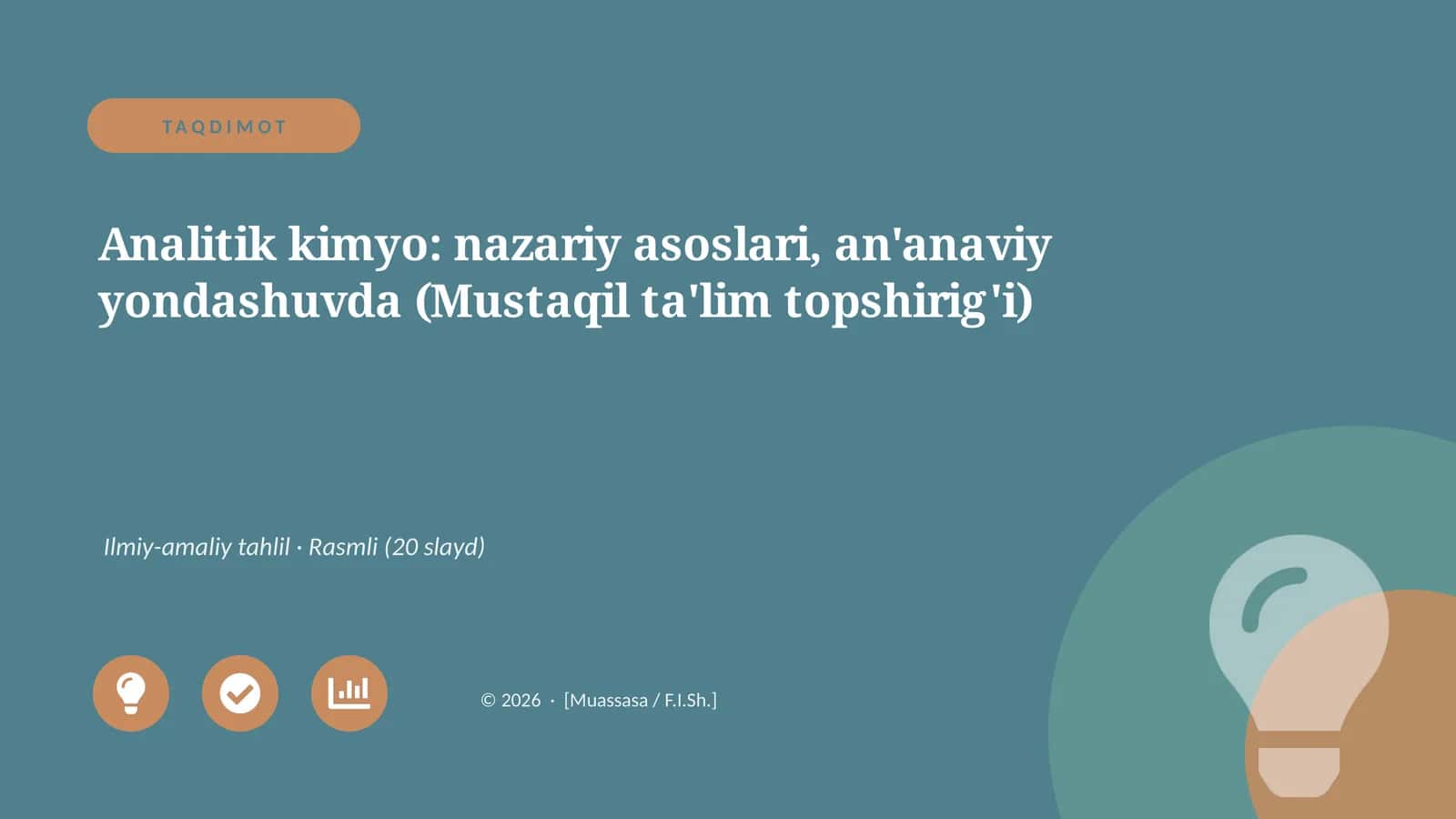 Analitik kimyo: nazariy asoslari, an'anaviy yondashuvda