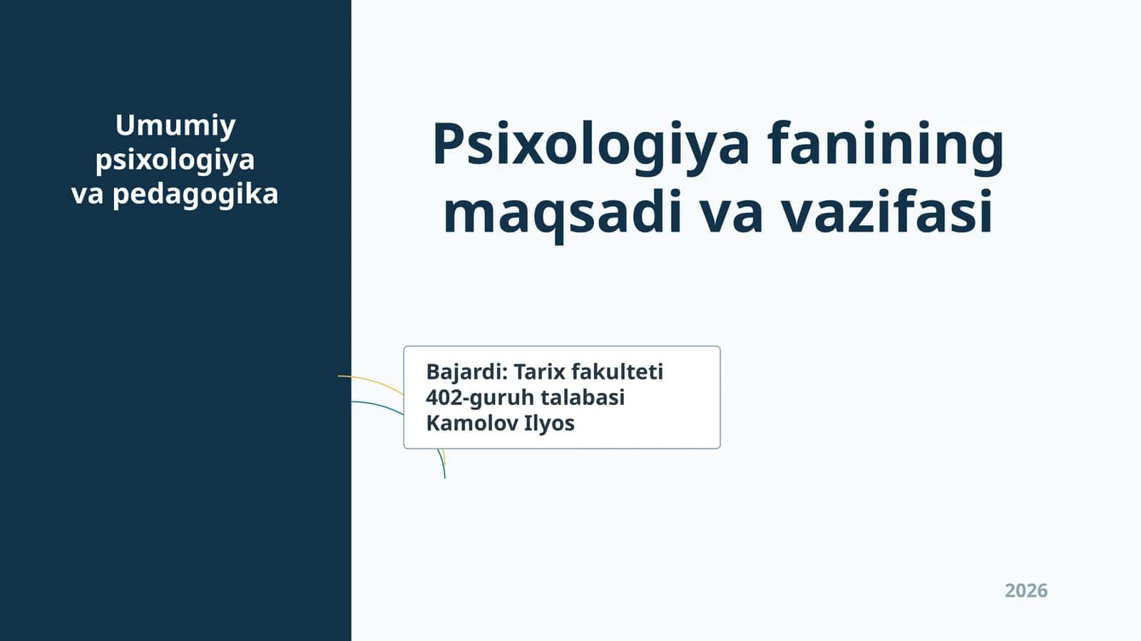 Umumiy psixologiya va pedagogika