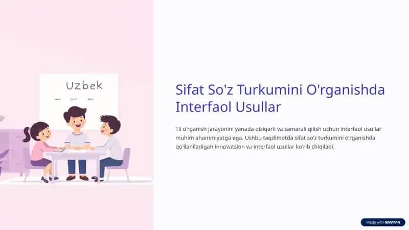 Sifat So'z Turkumini O'rganishda Interfaol Usullar