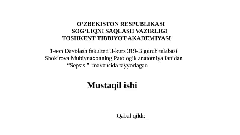 "Sepsis" mavzusi
