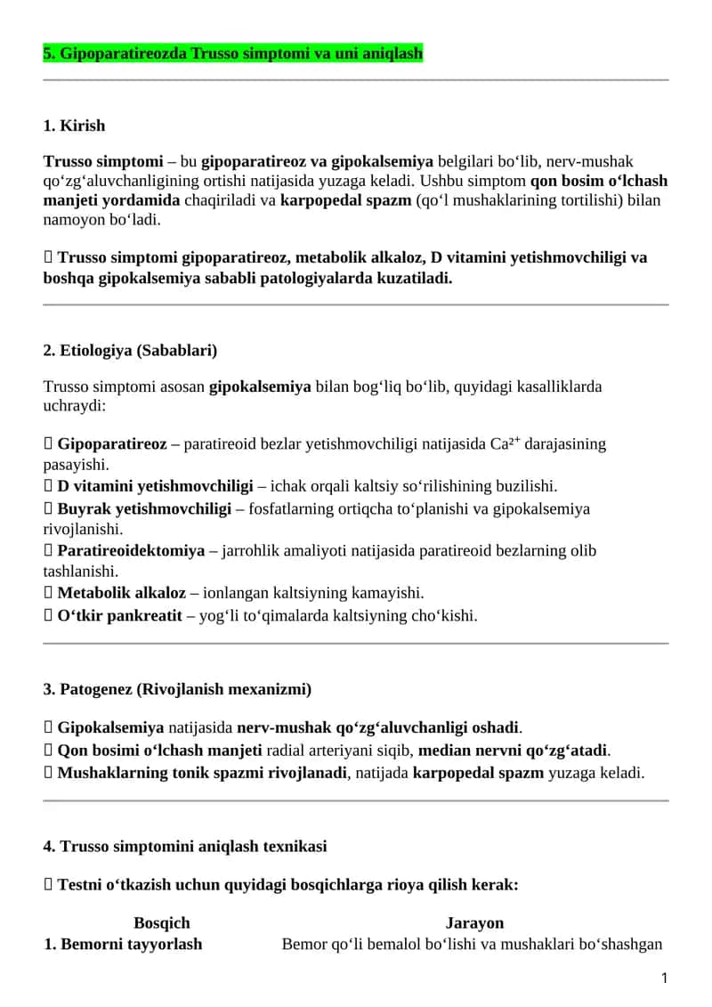 Trusso simptomi va uni aniqlash