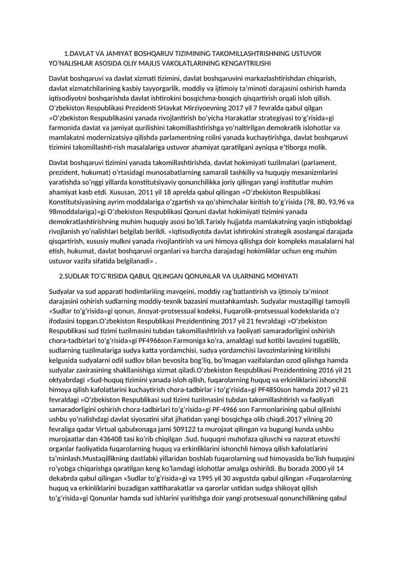 O‘zbekiston Respublikasi yanada rivojlantirish bo‘yicha Harakatlar strategiyasi
