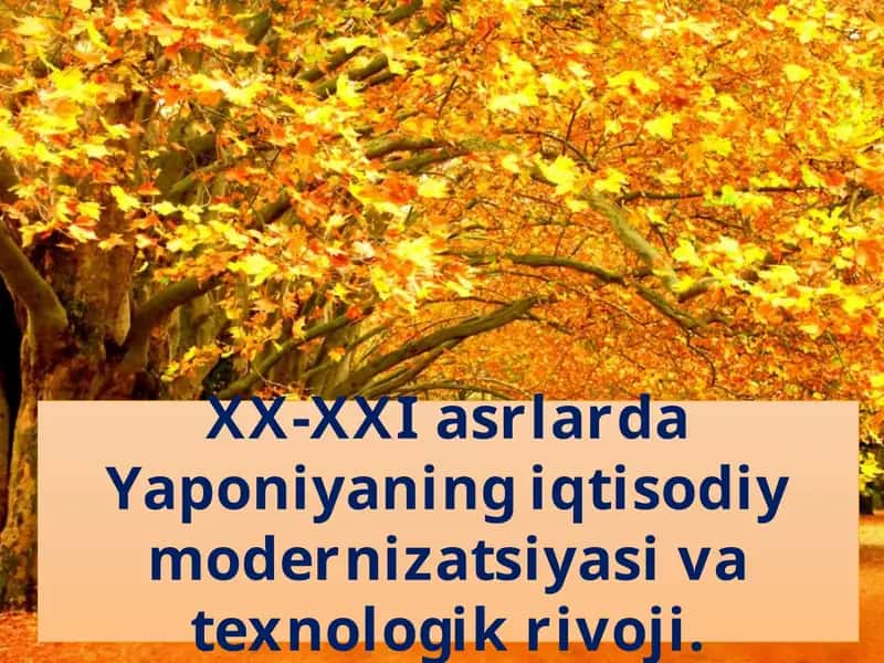 XX-XXI asrlarda Yaponiyaning iqtisodiy modernizatsiyasi va texnologik rivoji.