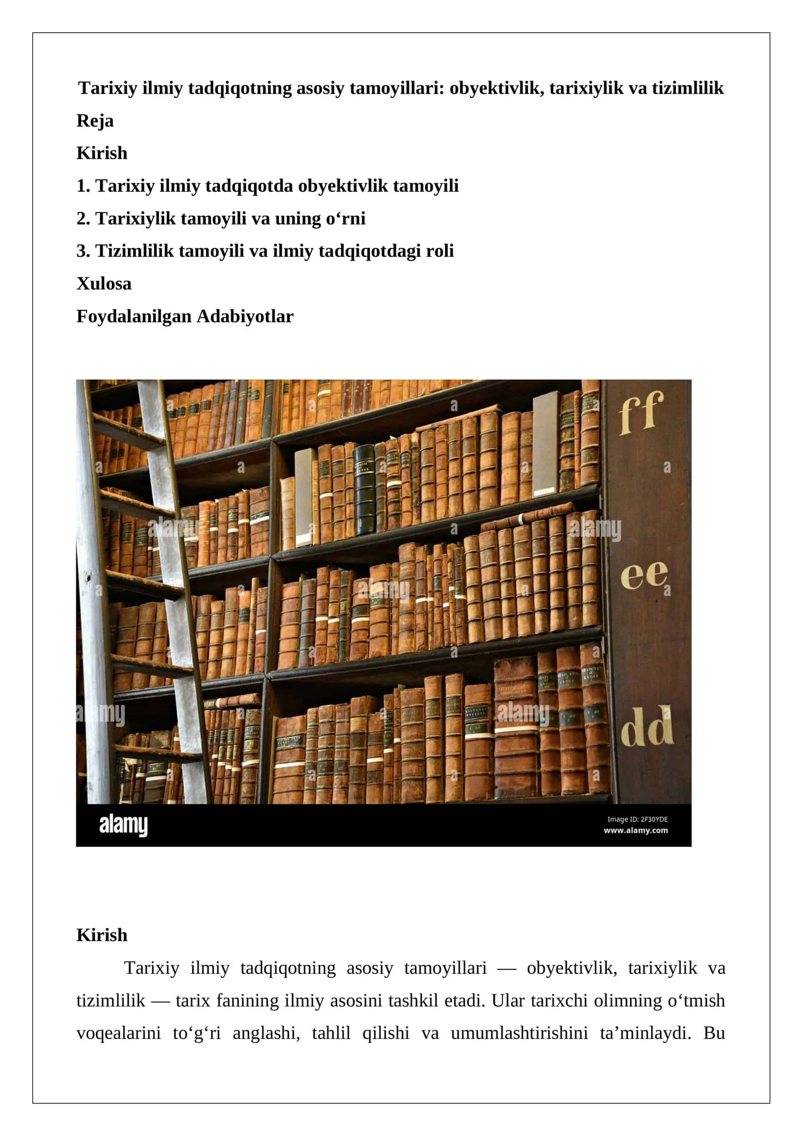 Tarixiy ilmiy tadqiqotning asosiy tamoyillari