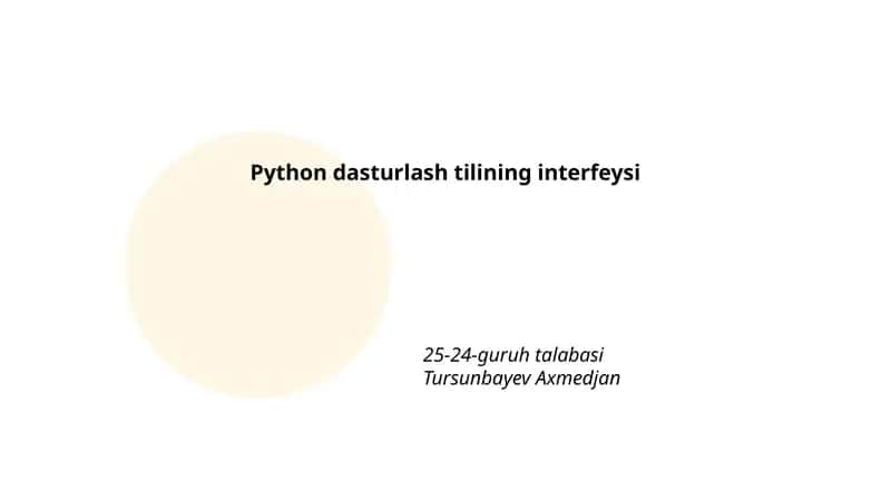 Python dasturlash tilining interfeysi