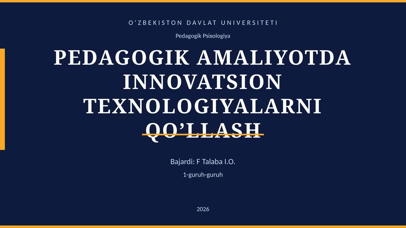 PEDAGOGIK AMALIYOTDA INNOVATSION TEXNOLOGIYALARNI QO’LLASH