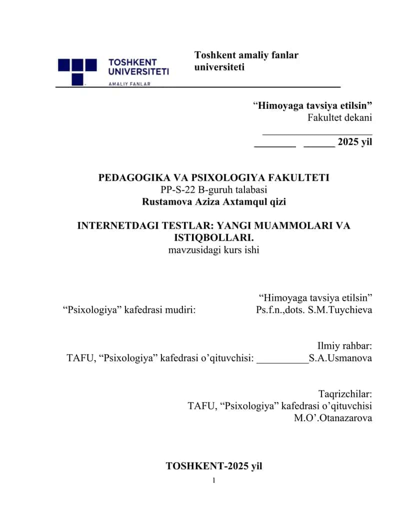 INTERNETDAGI TESTLAR: YANGI MUAMMOLARI VA ISTIQBOLLARI