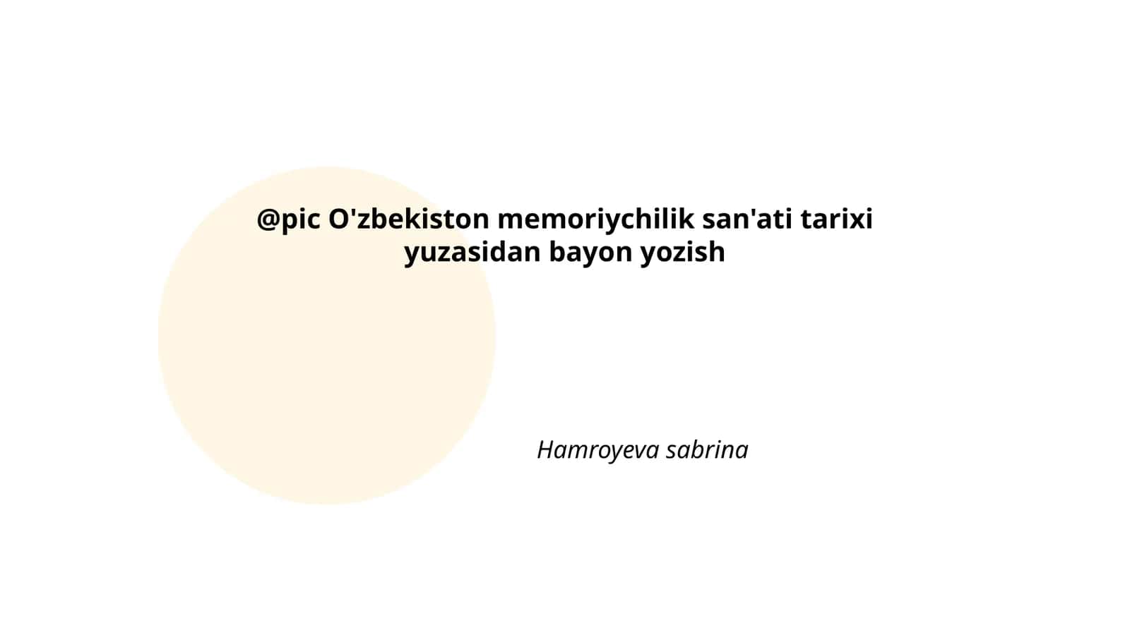 O'zbekiston me’morchiligi tarixi