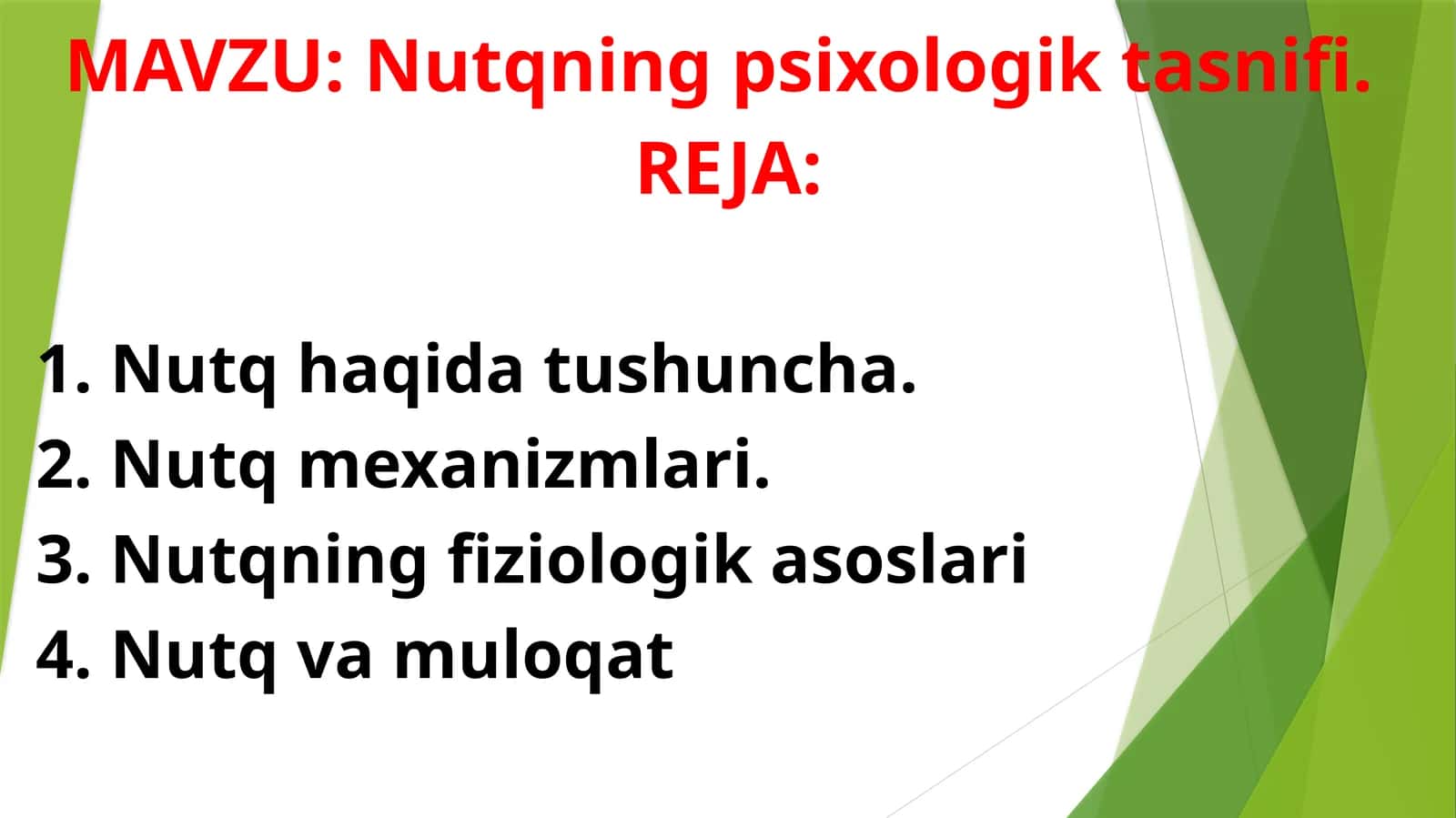Nutqning psixologik tasnifi