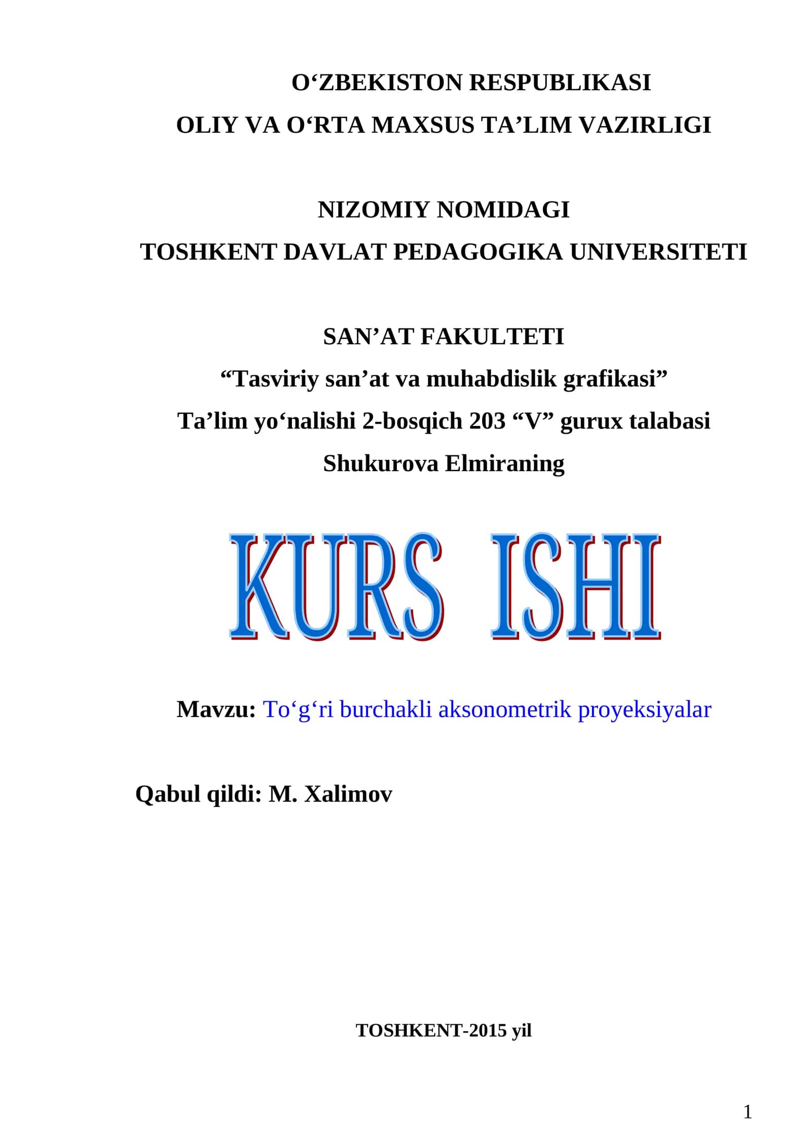 Tasviriy san’at va muhabdislik grafikasi