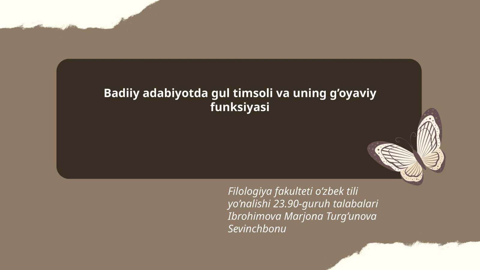 Badiiy adabiyotda gul timsoli va uning g’oyaviy funksiyasi