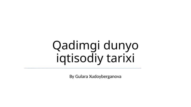 Qadimgi dunyo iqtisodiy tarixi