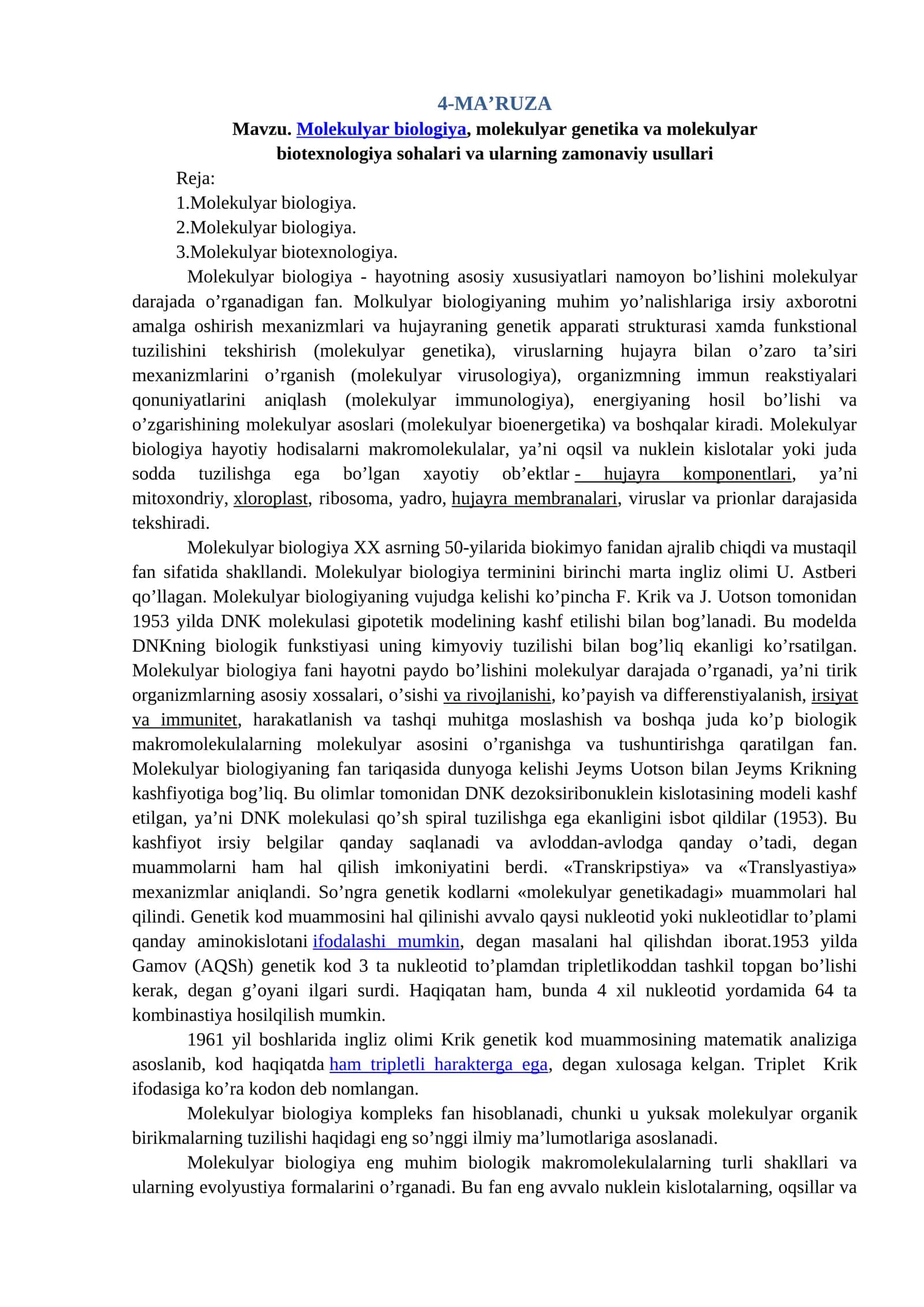 Molekulyar biologiya