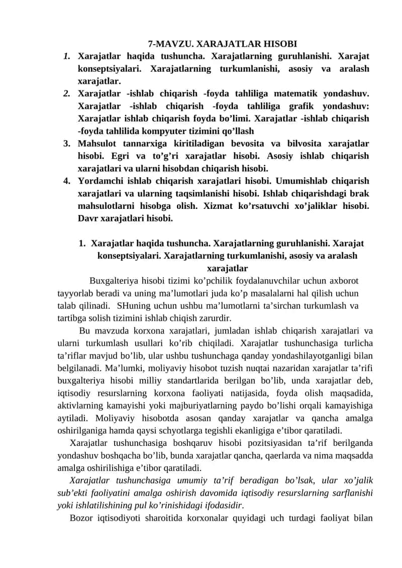 Xarajatlar hisobi