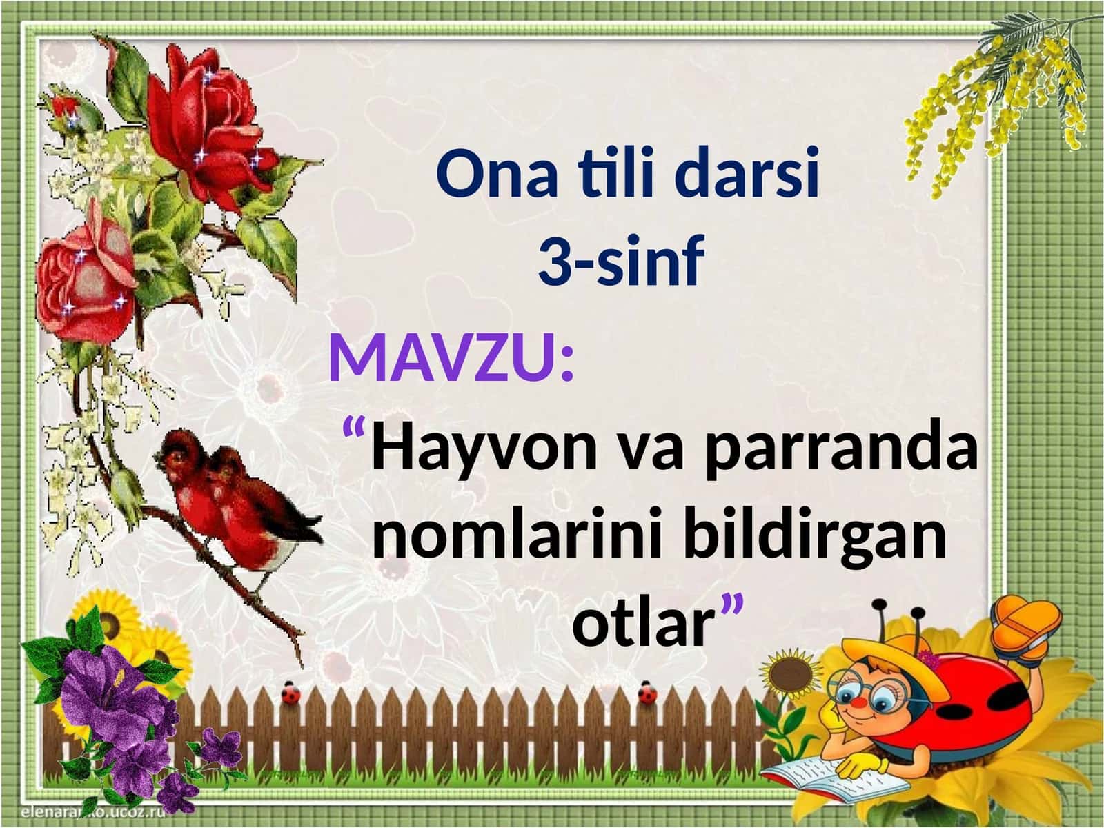 “Hayvon va parrandalar nomlari”