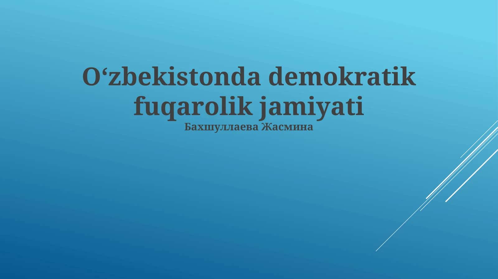 O'zbekistonda demokratik fuqarolik jamiyati
