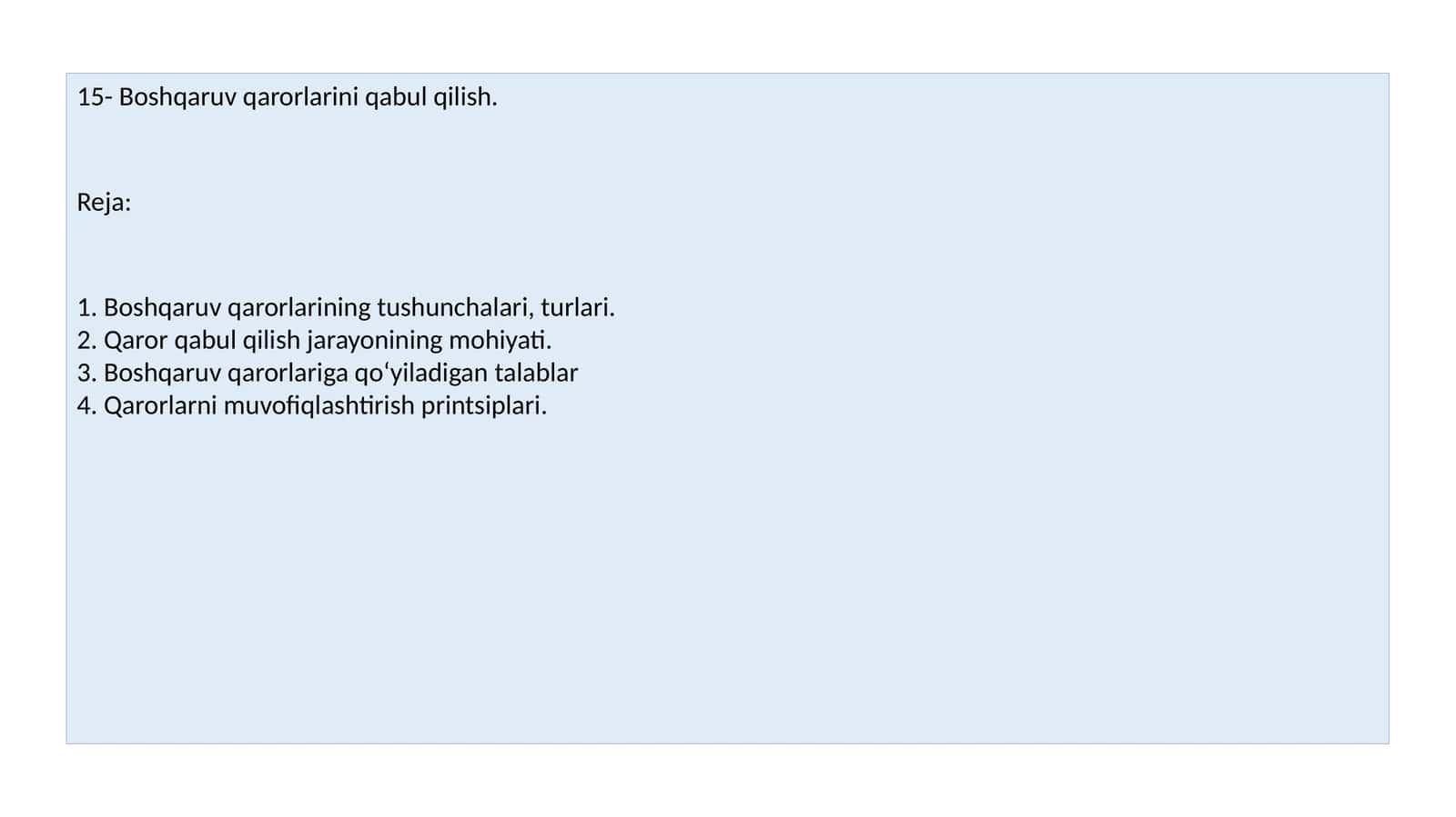 Boshqaruv qarorlarini qabul qilish