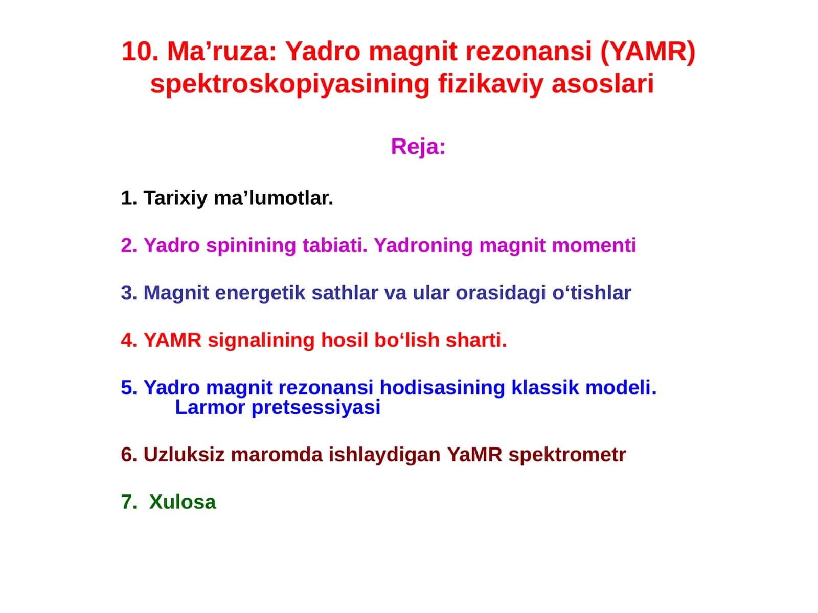 Yadro magnit rezonansi (YAMR) spektroskopiyasi