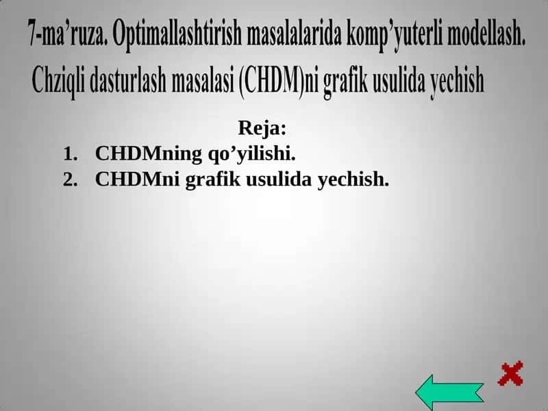 Chiziqli dasturlash masalalarini grafik usulida