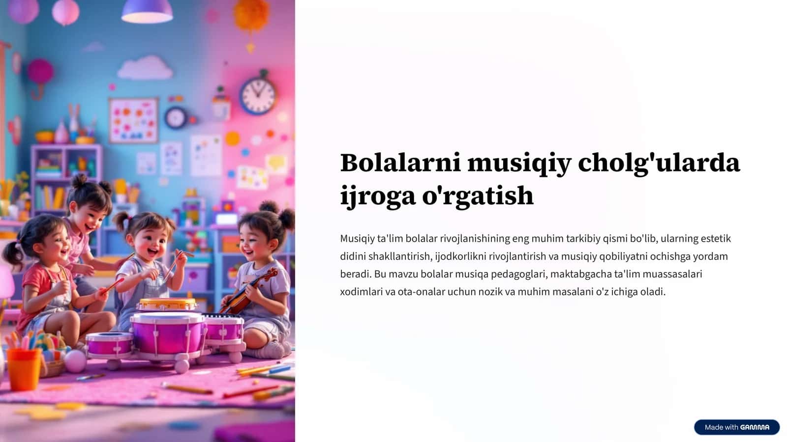 Bolalarni musiqiy cholg'ularda ijroga o'rgatish