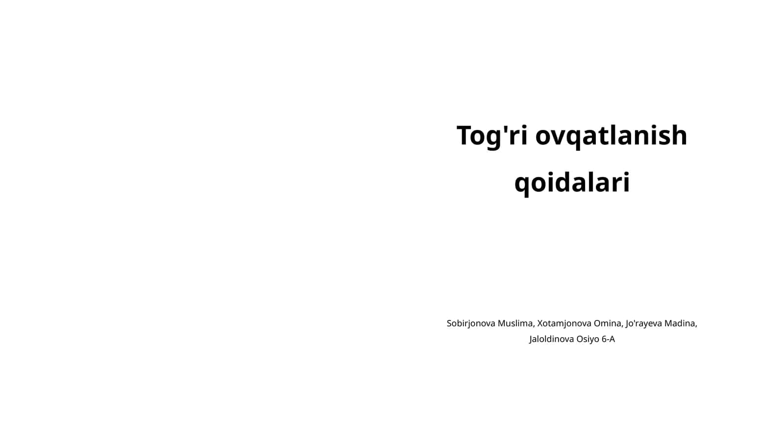 Tog'ri ovqatlanish qoidalari