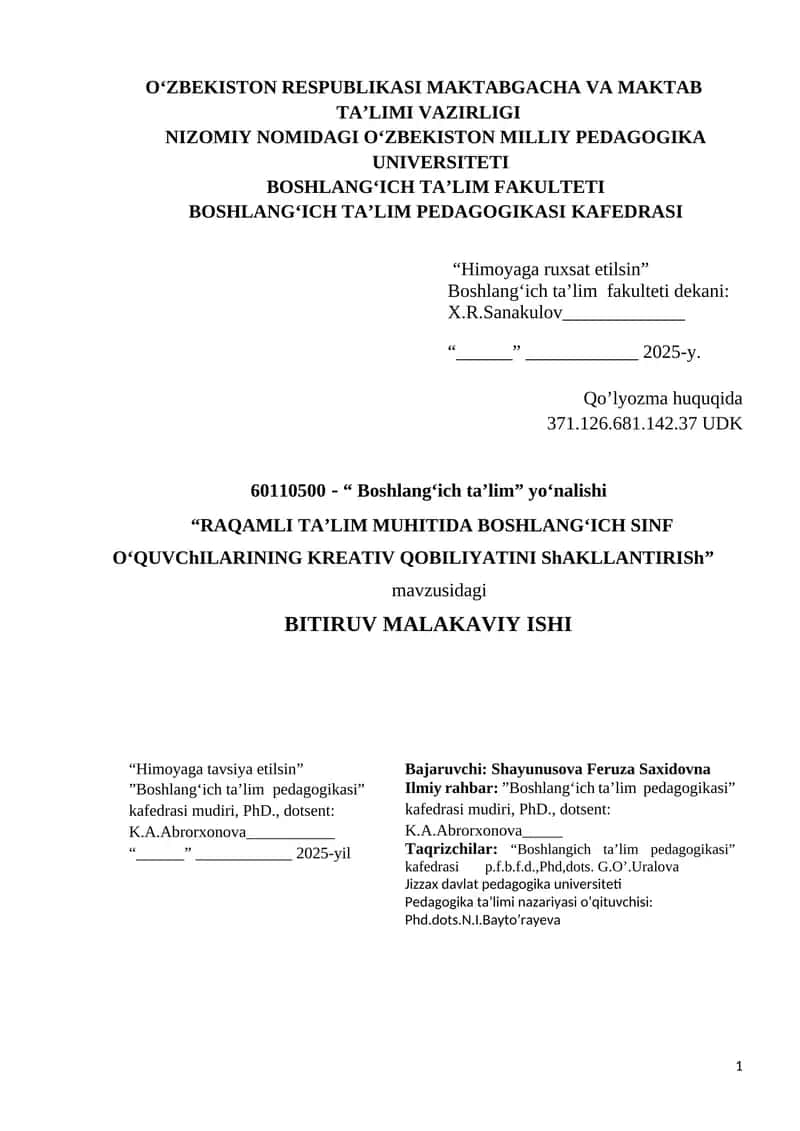 BITIRUV MALAKAVIY ISHI