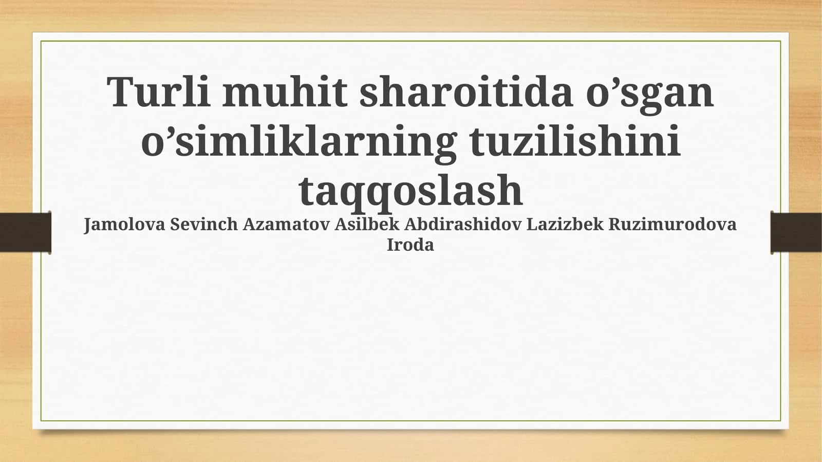 O'simliklar va ildiz ehtiyotlarni taqqoslash