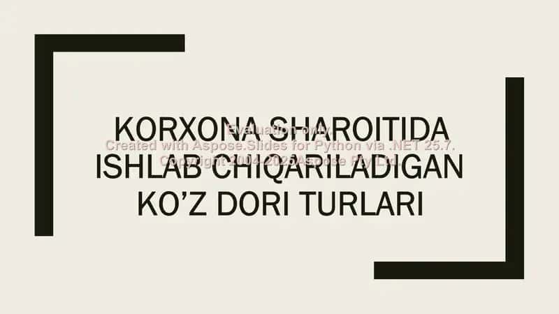 Ko'z dori turlari