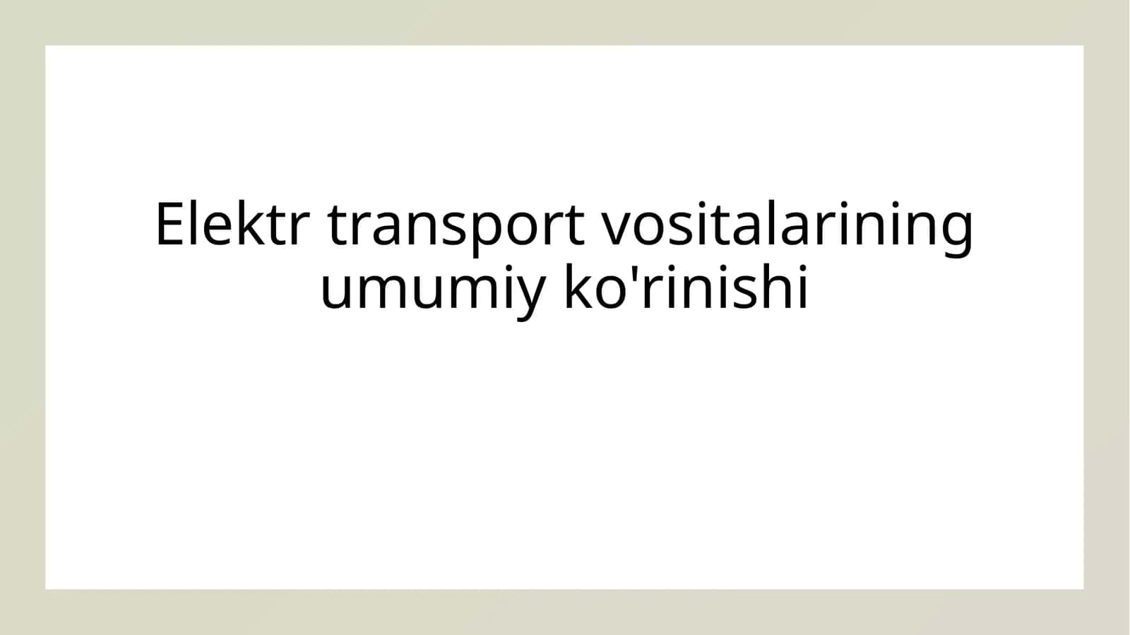 Elektr transport vositalari