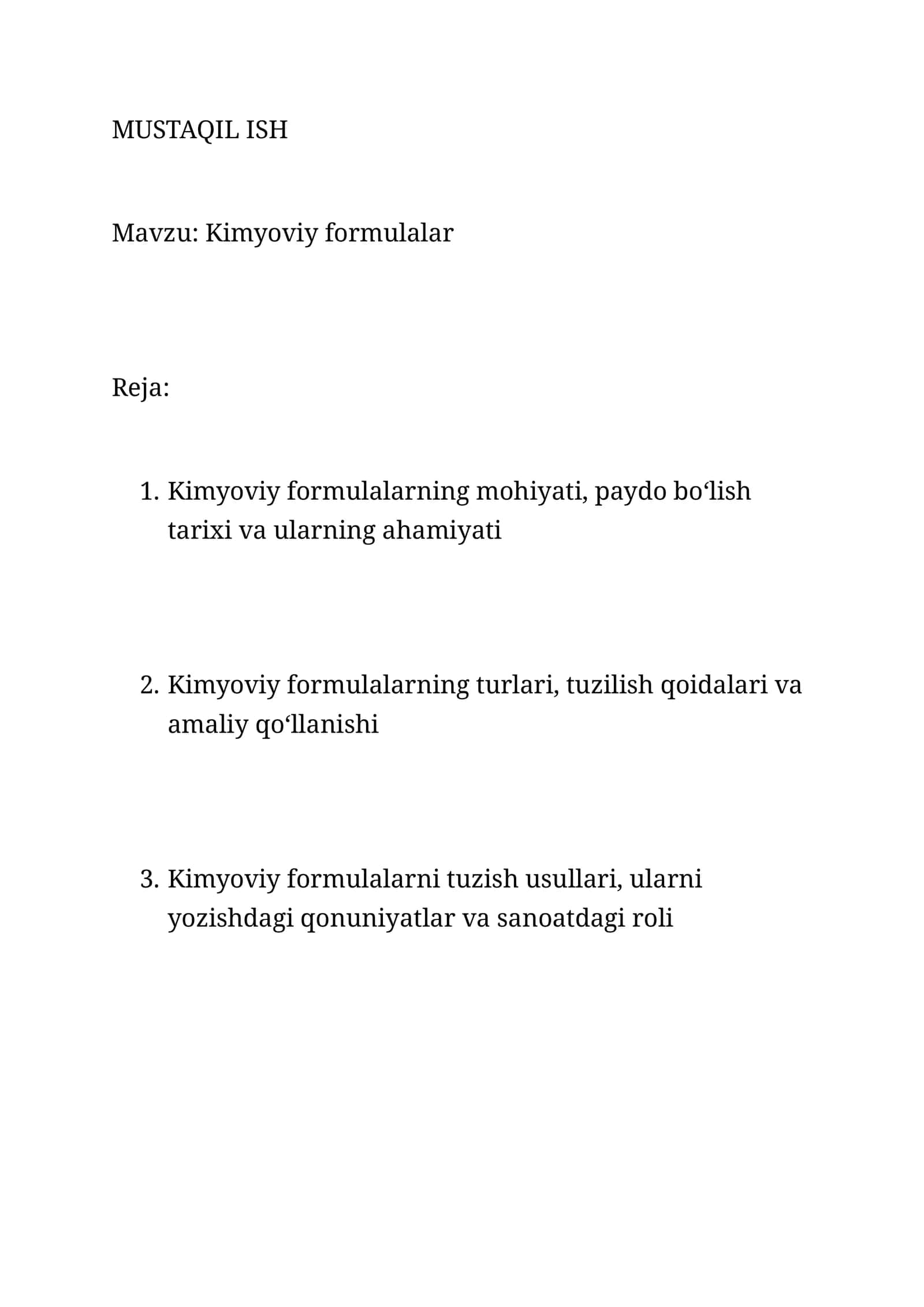 Kimyoviy formulalar