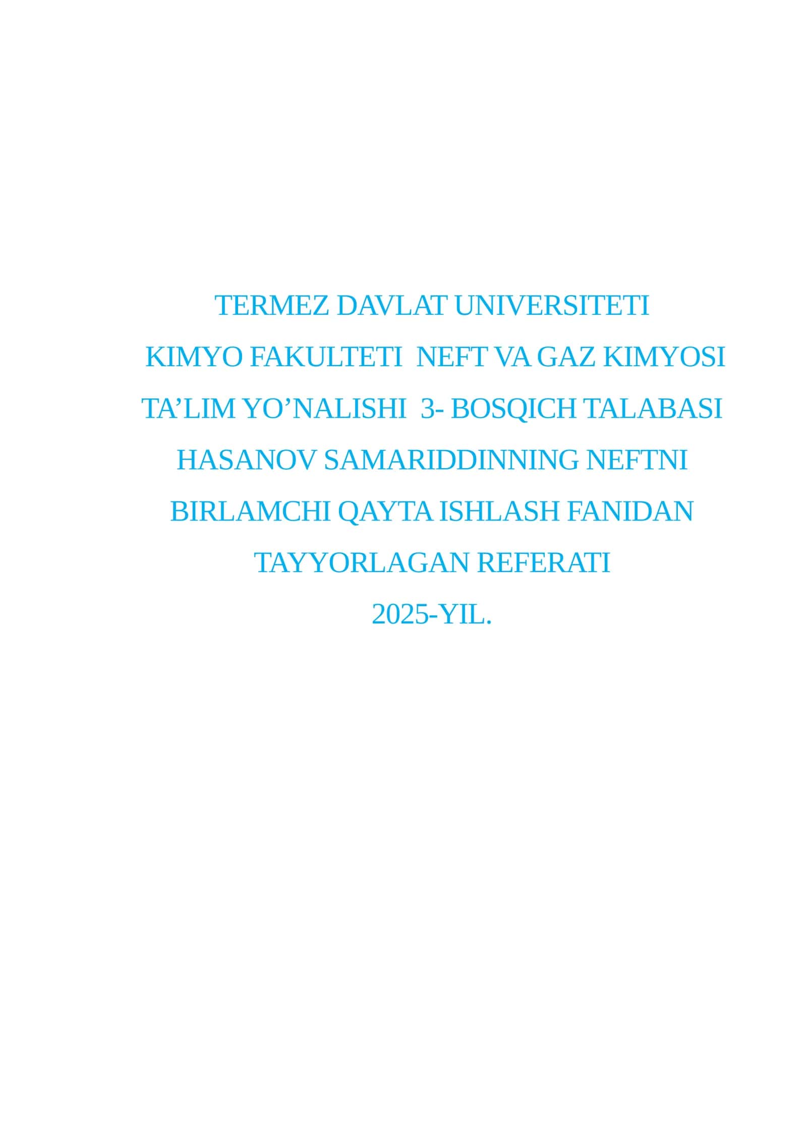 TERMOKATALITIK QAYTA ISHLASH JARAYONLARI