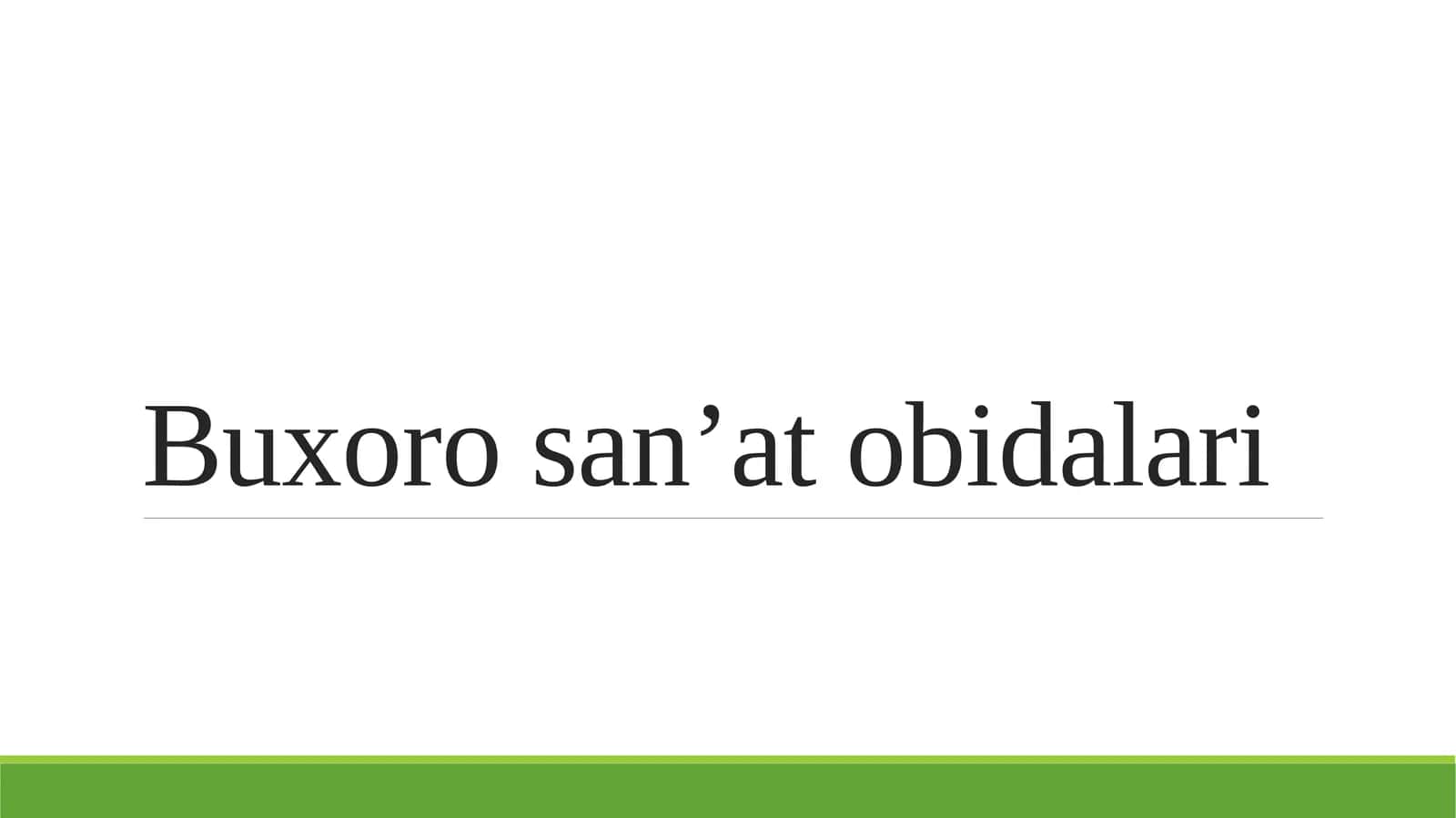 Buxoro san’at obidalari