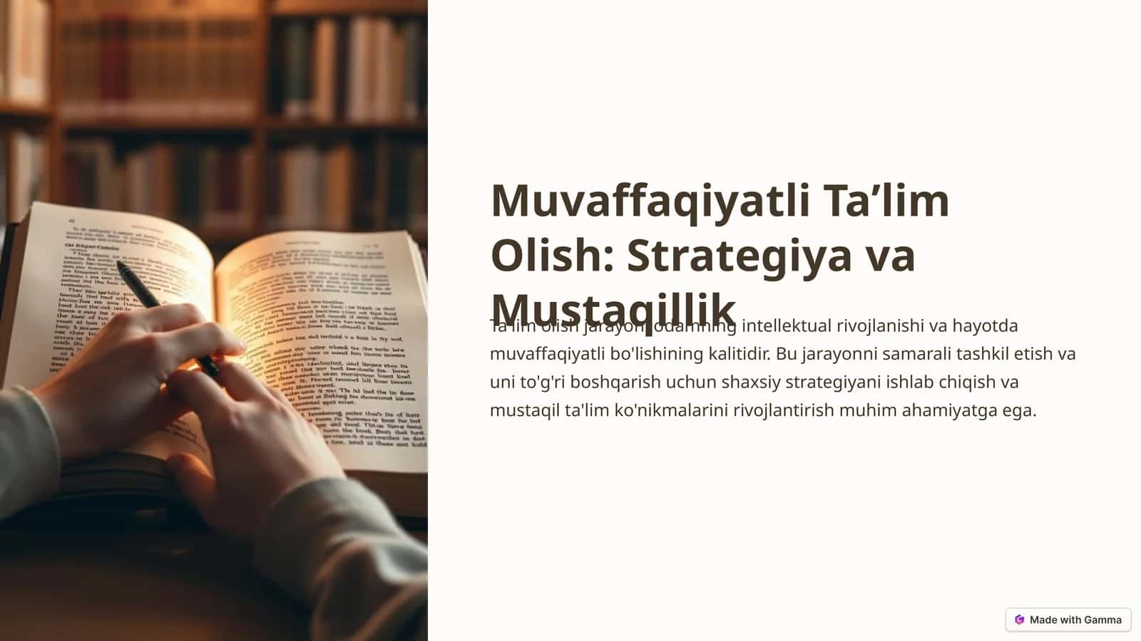Muvaffaqiyatli Ta’lim Olish: Strategiya va Mustaqillik
