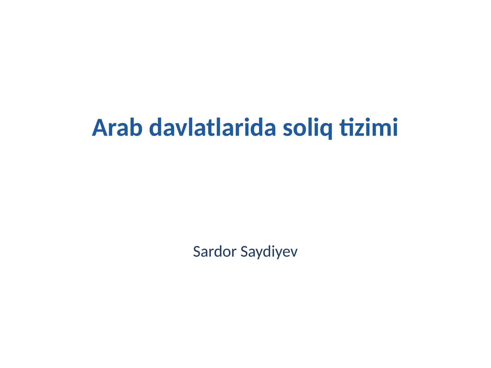 Arab davlatlarida soliq tizimi