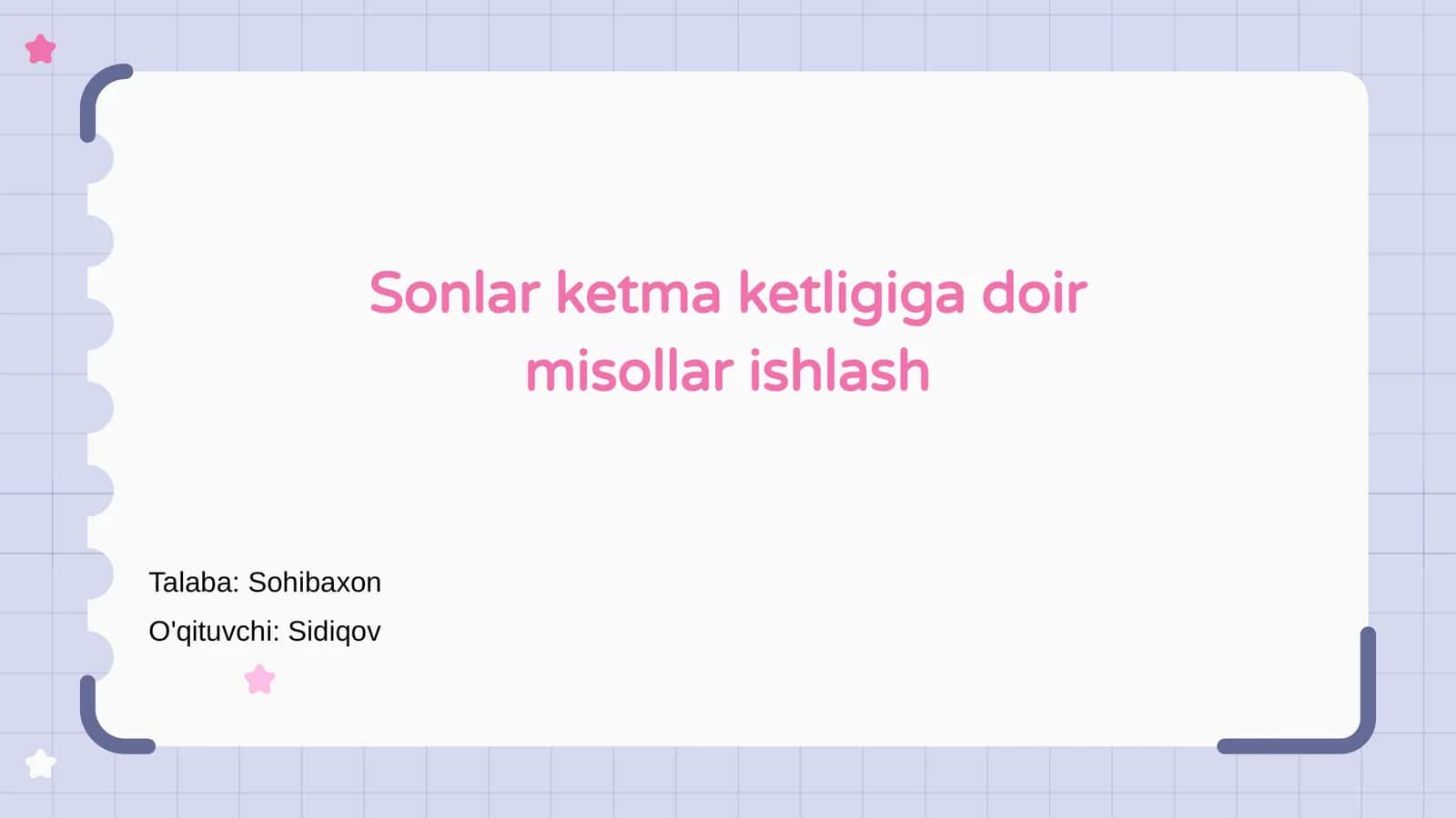 Sonlar ketma ketligiga doir misollar ishlash