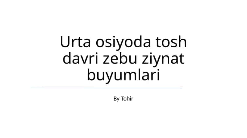 Urta osiyoda tosh davri zebu ziynat buyumlari