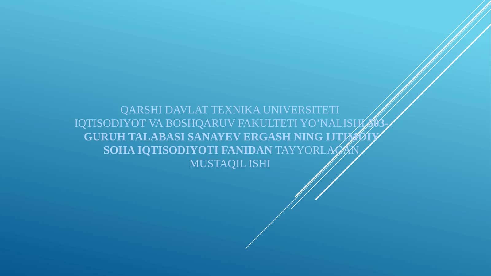 ijtimoiy soha iqtisodiyoti fanidan mustaqil ish