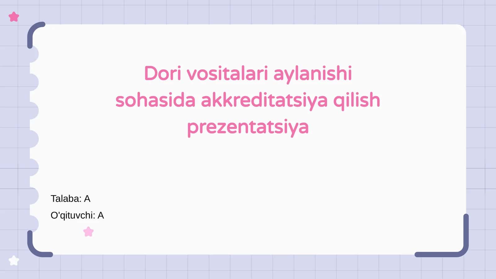 Dori vositalari aylanishi sohasida akkreditatsiya qilish prezentatsiya