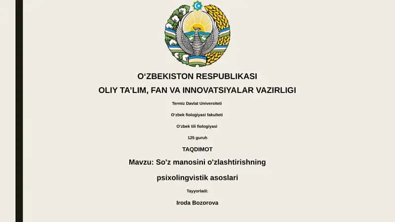 So'z manosini o'zlashtirishning psixolingvistik asoslari