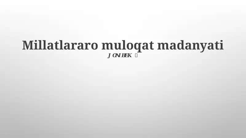 Millatlararo muloqat madanyati