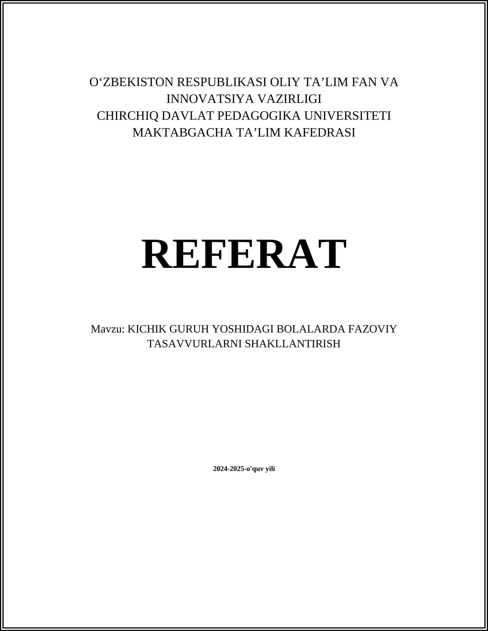 FAZOVIY TASAVVURLARNI SHAKLLANTIRISH