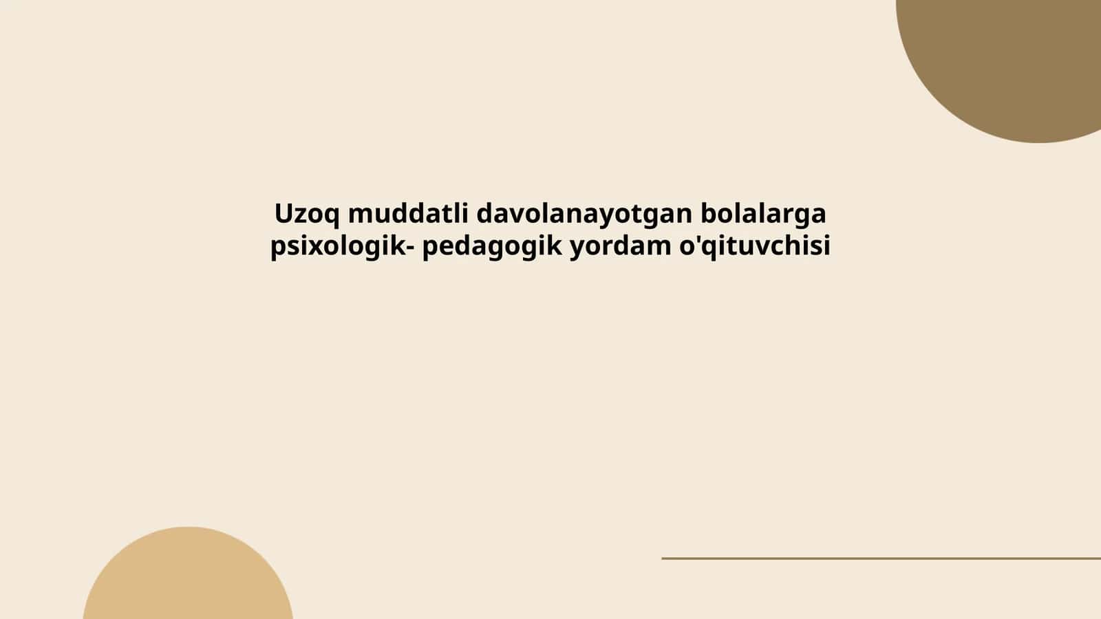 Psixologik yordamning asosiy tamoyillari uzoq muddatli kasal bolalar uchun