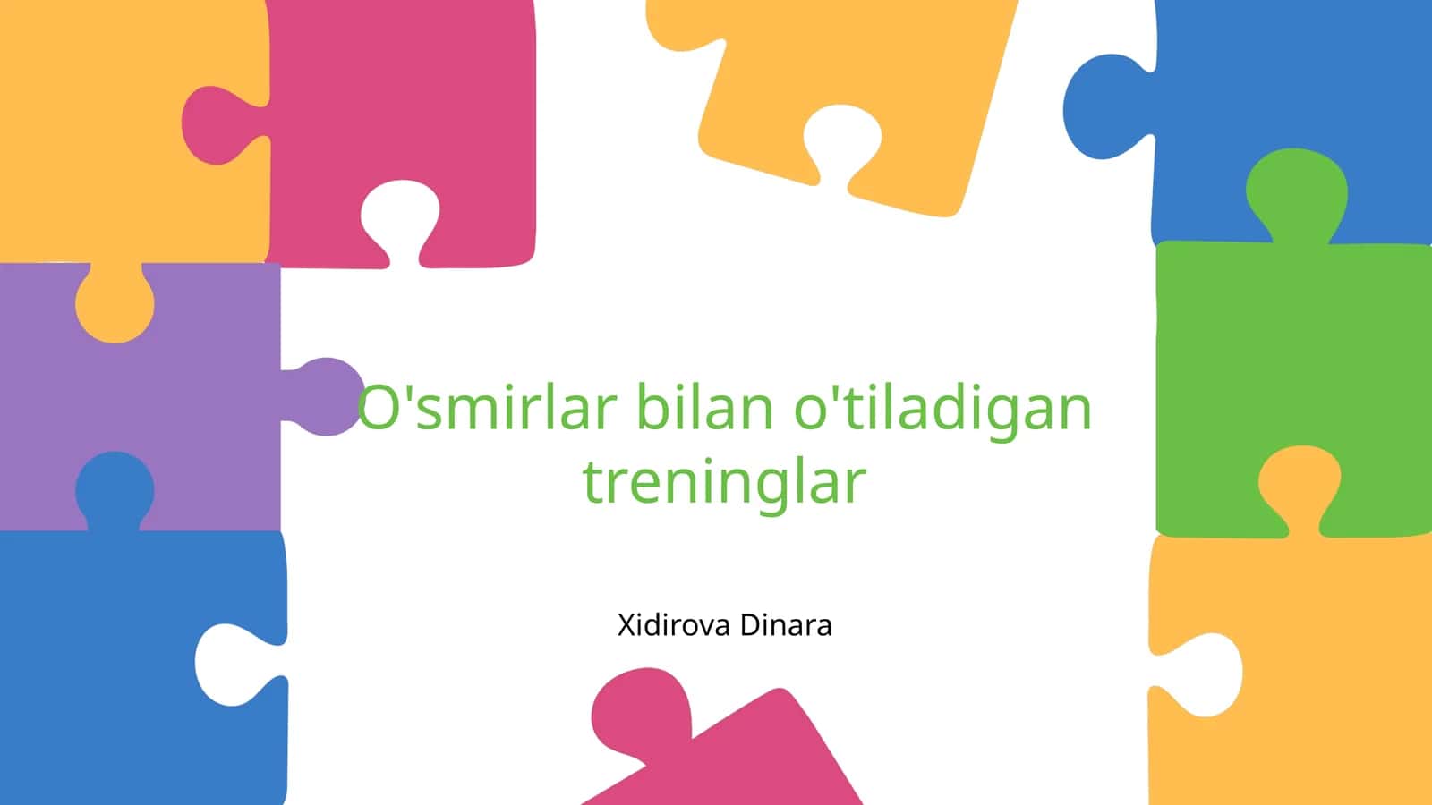O'smirlar bilan o'tiladigan treninglar