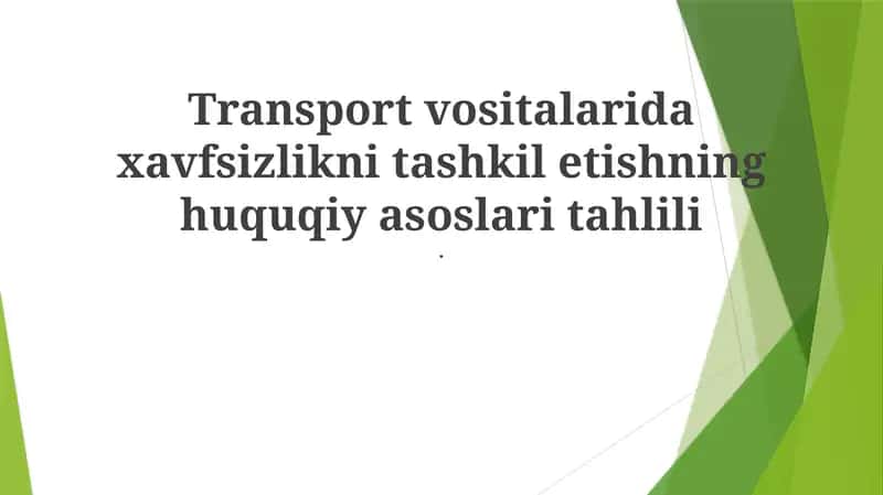 Transport Xavfsizligi Tahlili