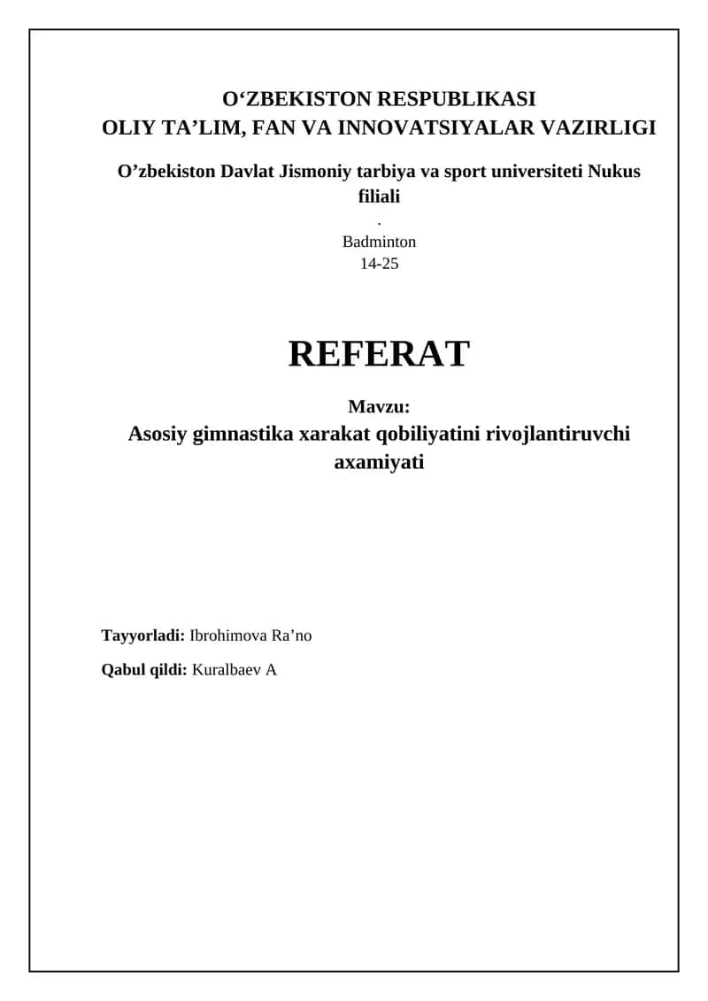 Gimnastika asoslari: Harakat qobiliyatini rivojlantirish kaliti