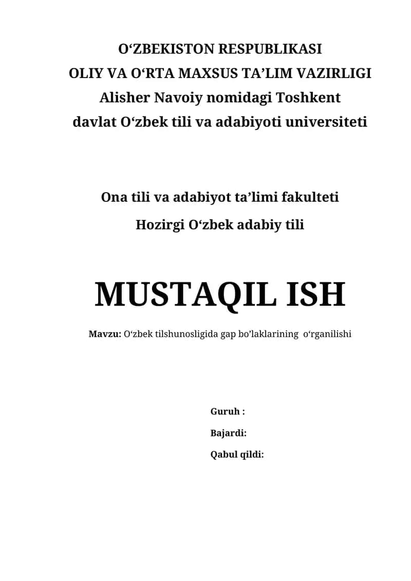 O‘zbek tilshunosligida gap bo’laklarining o‘rganilishi