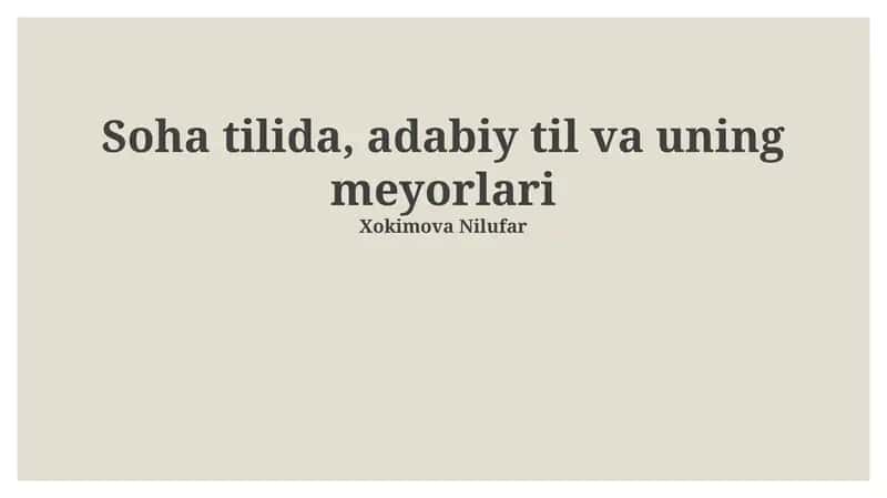 Soha tilida, adabiy til va uning meyorlari