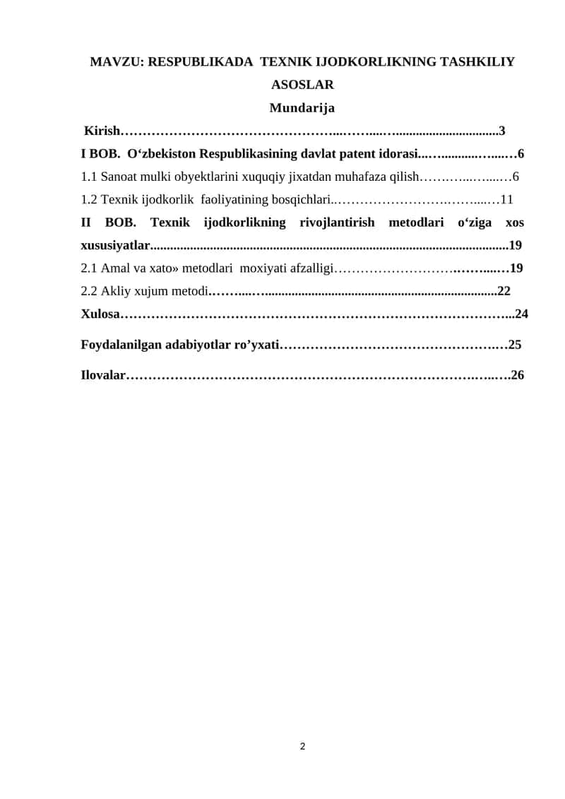 RESPUBLIKADA TEXNIK IJODKORLIKNING TASHKILIY ASOSLAR